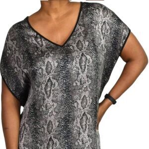 Ted Baker Wide Short Sleeve Flowy V Neck Animal Print Tunic Top Blouse Size 4